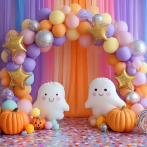 Fonds pour cake smash bonbons colorés fantôme fête joyeux anniversaire TWW59-231