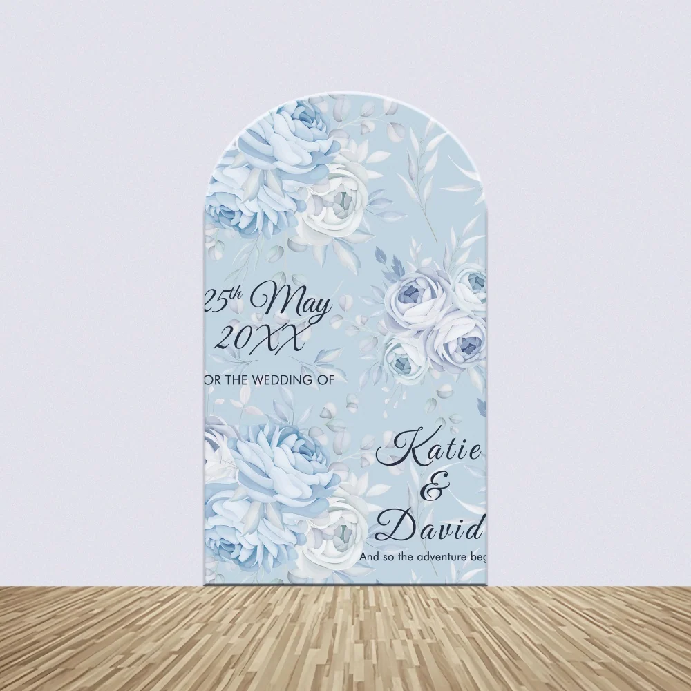 Kit de Toile de fond Arch Personnalisable Photo Mariage Souvenir Fleurs Bleues BRP4-149