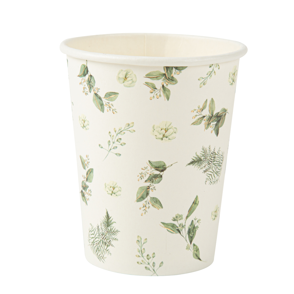 Gobelets Botanique Feuillages et Or 255ml x8 Léger | 350ml