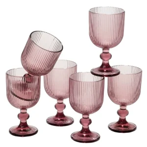Mica decorations - lot de 6 verres à vin violet 250ml avec Coffret