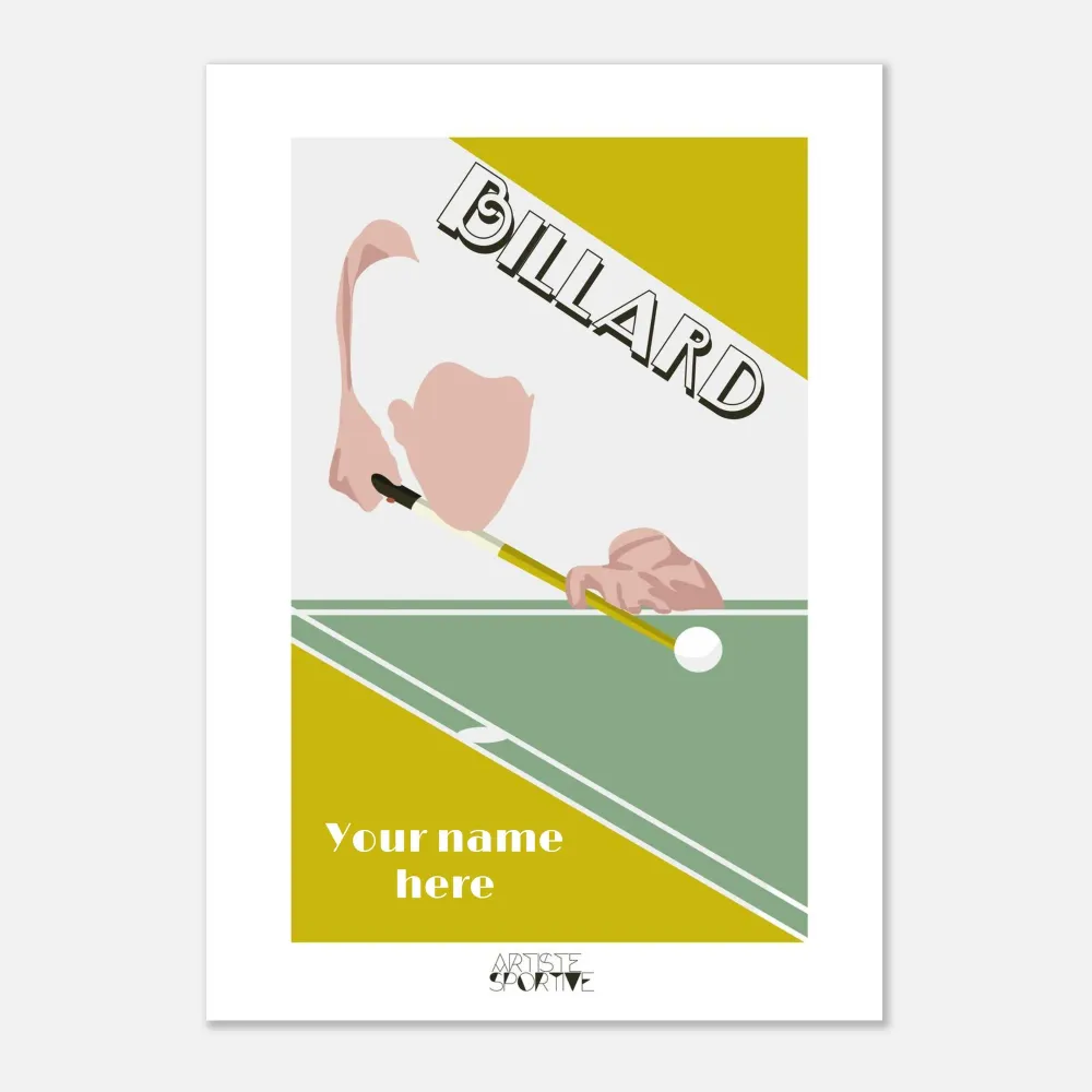 Affiche Billard "Le billard vintage" - personnalisable A3