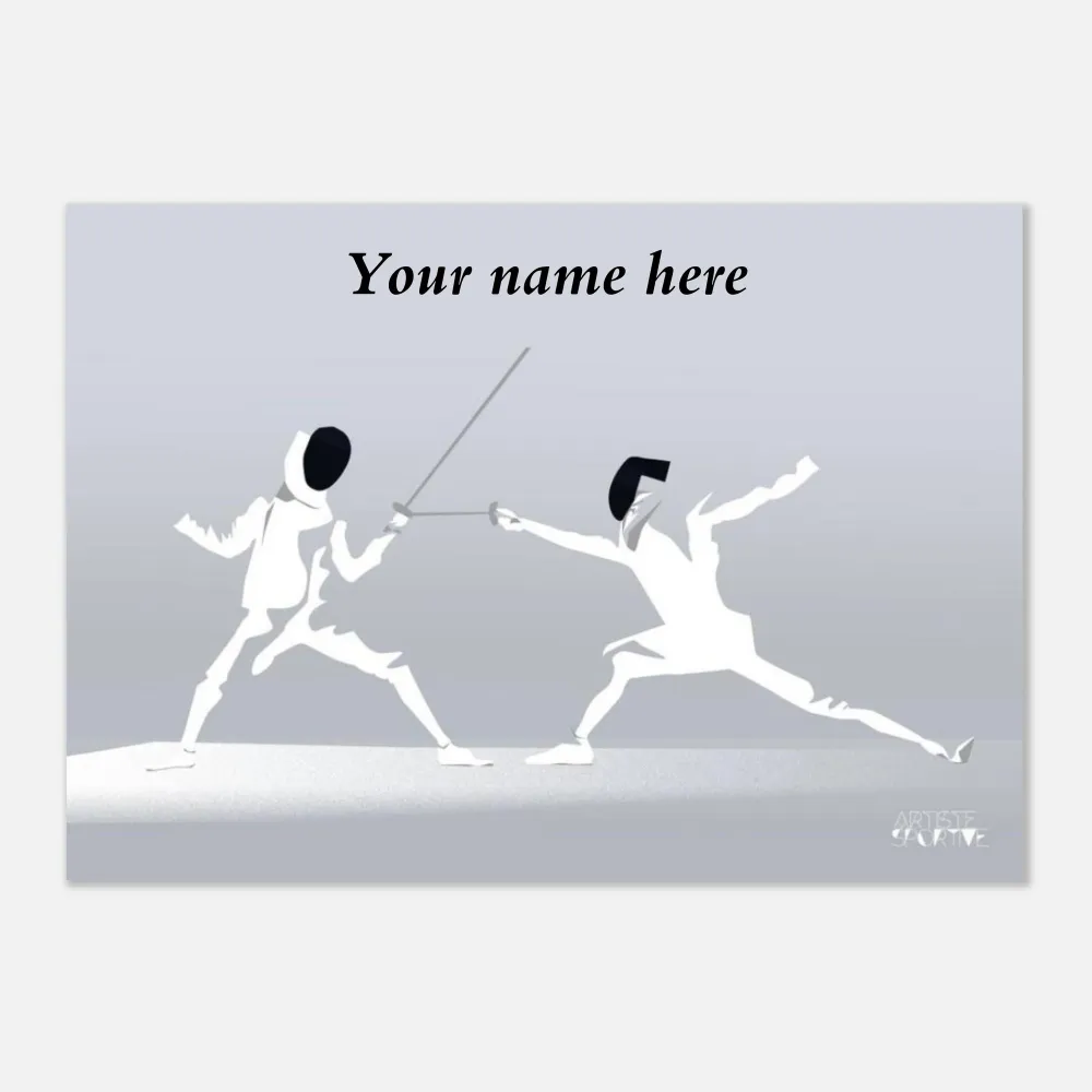 Affiche escrime "l’escrime en blanc" personnalisable A3