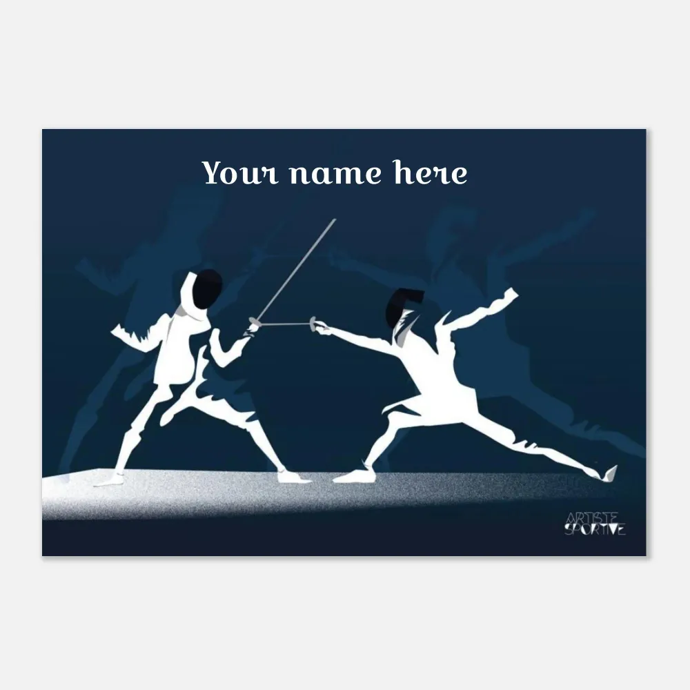 Affiche escrime "L’escrime en bleu" personnalisable A3