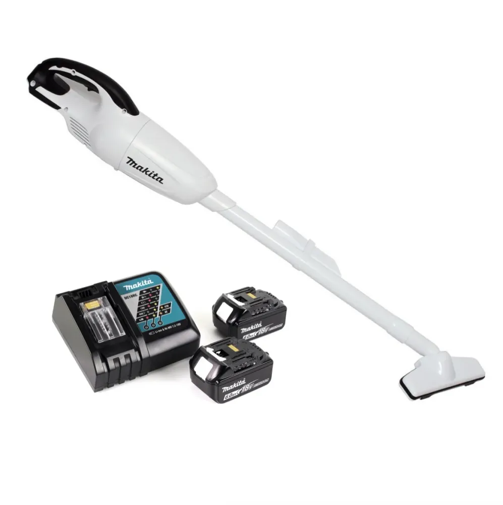 Makita DCL 180 RG W Aspirateur à batterie 18 V blanc + 2x batterie 6,0 Ah + chargeur