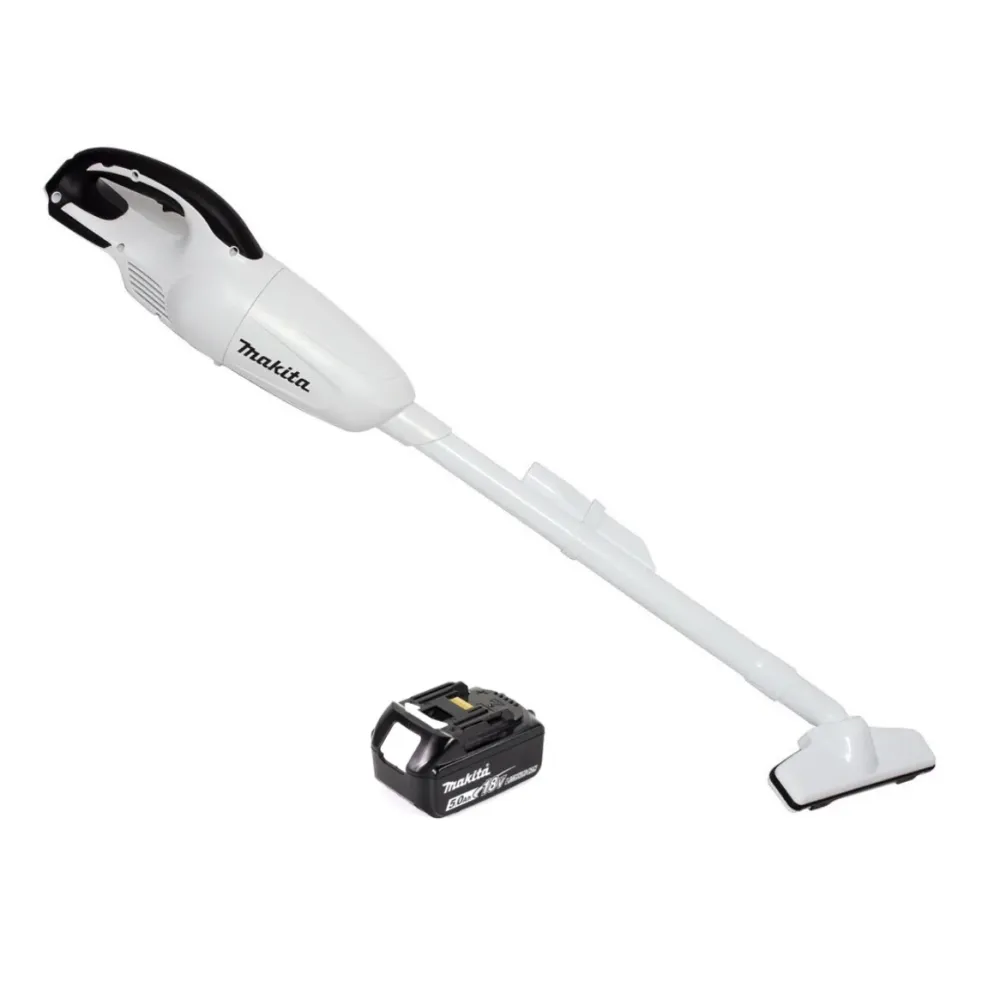 Makita DCL 180 T1 W Aspirateur à batterie 18 V blanc + 1x batterie 5,0 Ah - sans chargeur
