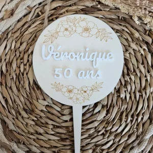 Cake topper / anniversaire retraite mariage baptème EVJF EVG - deco personnalisée - cadeau personnalisé - coupe champagne...