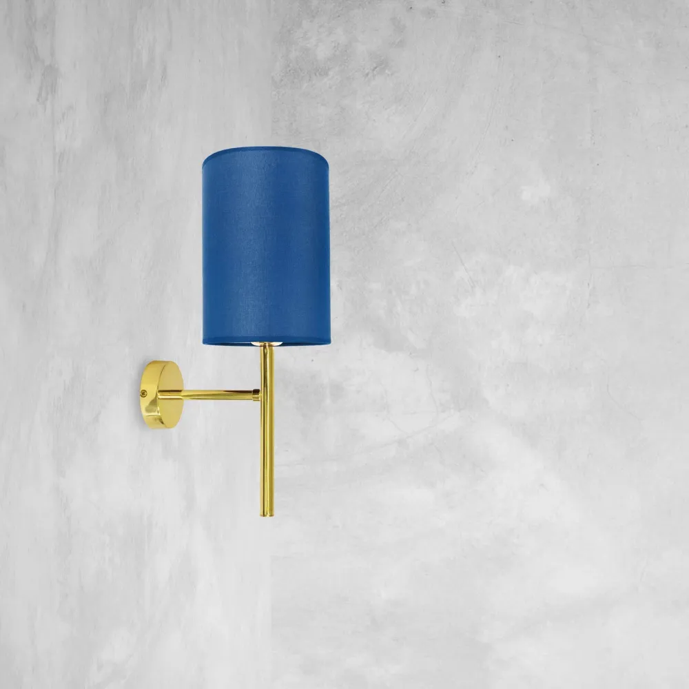 Applique Moderne en Laiton avec Abat-jour Cylindrique Bleu Sofis Ghidini 1849