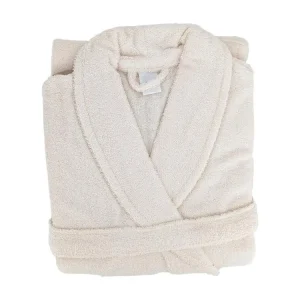 Peignoir col châle adulte ALPHA coton taille L ivoire - Livraison Rapide