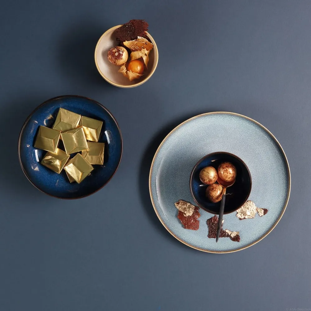 Assiette à modeste déjeuner / Assiette à dessert ASA Selection Saisons Midnight Blue ø 21 cm - 4 pièces avec Dessin Floral