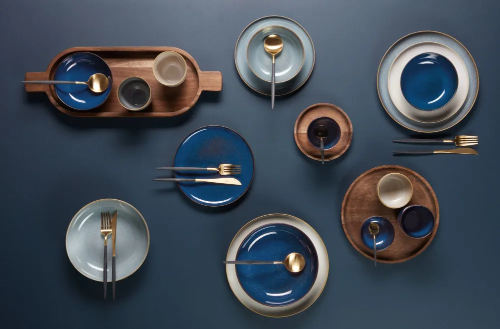Assiette à modeste déjeuner / Assiette à dessert ASA Selection Saisons Midnight Blue ø 21 cm - 4 pièces avec Dessin Floral