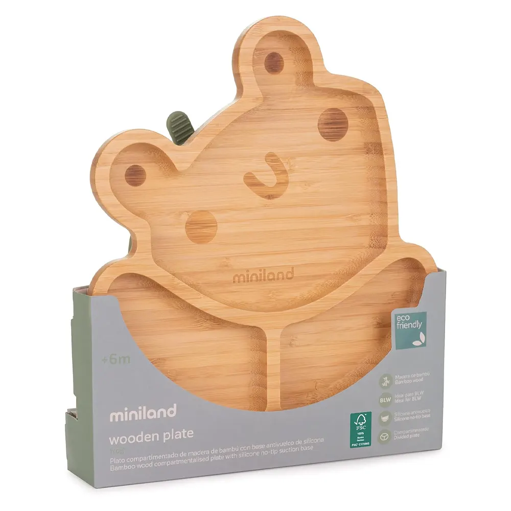 Miniland Assiette en Bois Grenouille Promo Lead