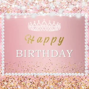Toile de Fond Anniversaire Personnalisable Perle Rose Éclatante RR1-47