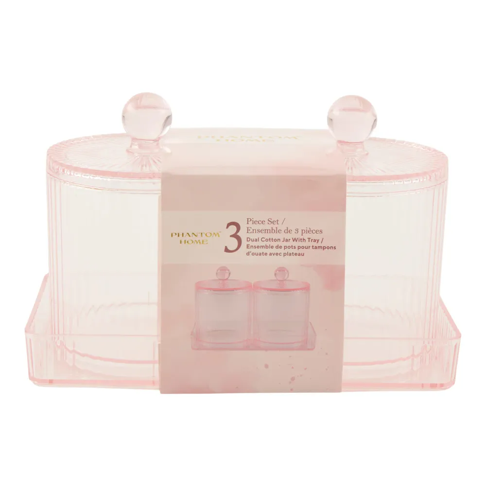 Pots pour tampons de coton avec plateau, 3 pièces Giant Tiger