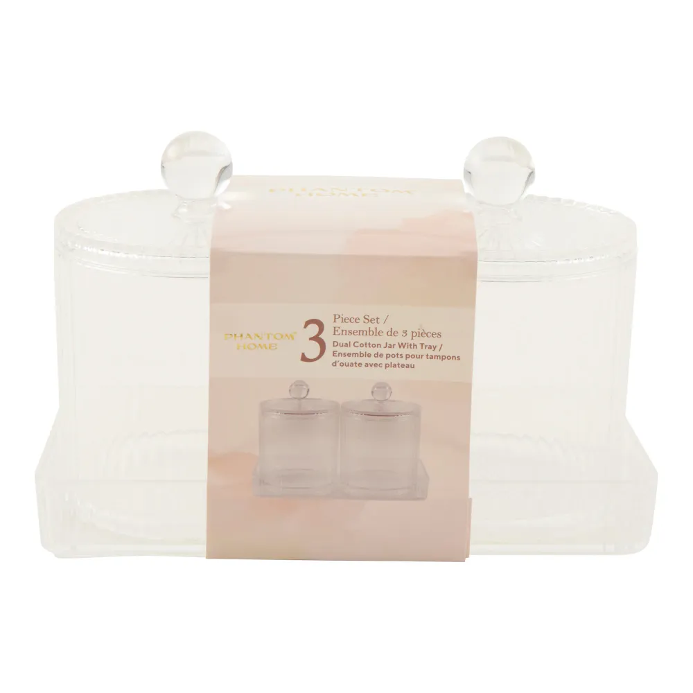 Pots pour tampons de coton avec plateau, 3 pièces Giant Tiger