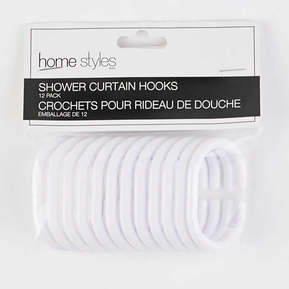 Crochets de douche en C HomeStyles, blanc, emb. de 12