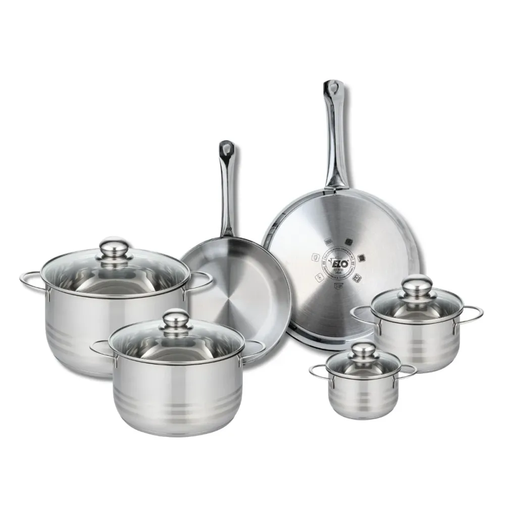 Ensemble de 2 Poêles de cuisson 24 et 28 cm et 4 faitouts 12, 14, 20 et 24 cm Elo Profi Brillant