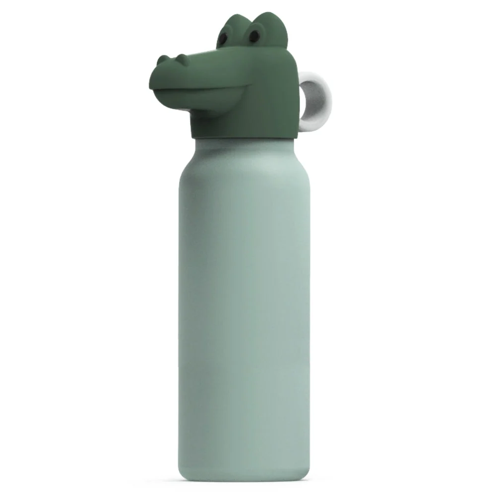 Liewood Bouteille thermique pour enfants avec tête de crocodile 350ml Falk Menthe poivrée / Vert jardin