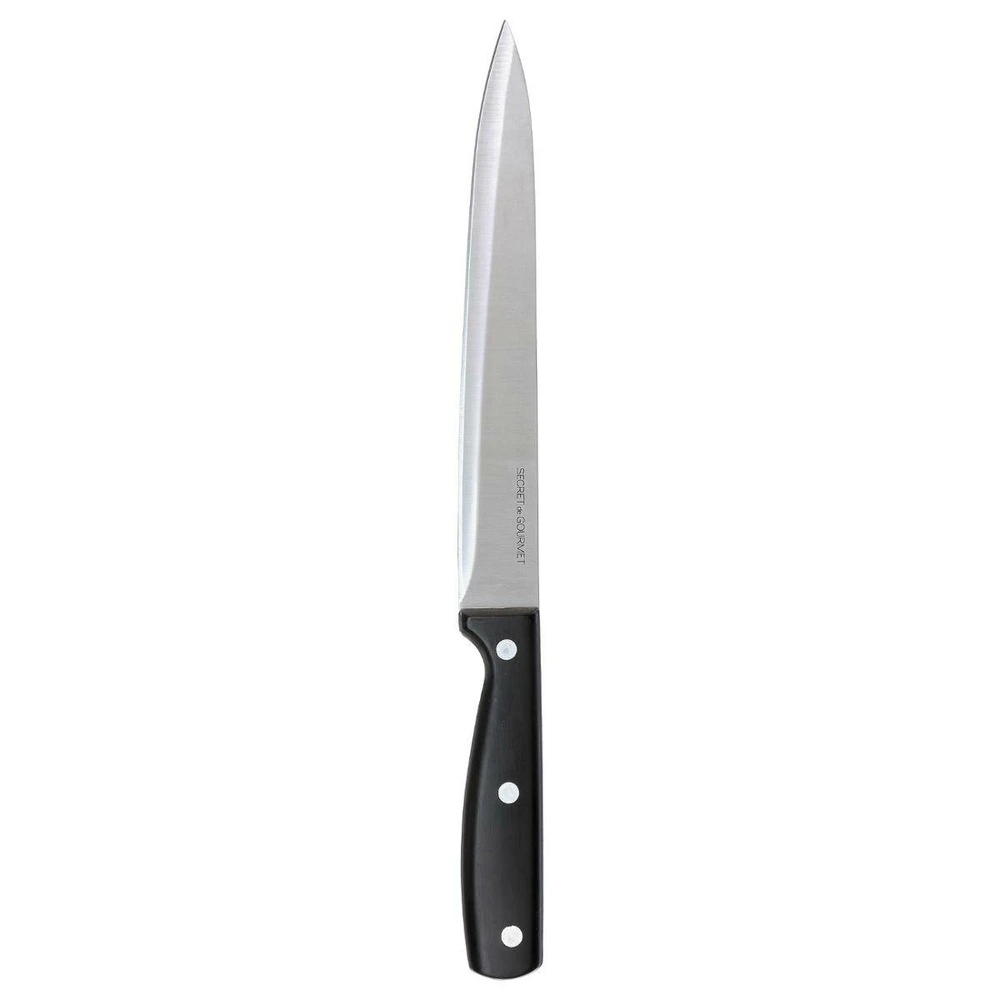 5five - couteau à trancher inox "essentiel black" lame 20cm avec Protection de Lame