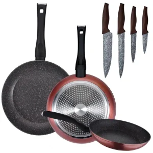 Pack de 3 casseroles ø20 / 24 et 28 cm + 4pc de couteaux en acier inoxydable pour Cadeau de Mariage