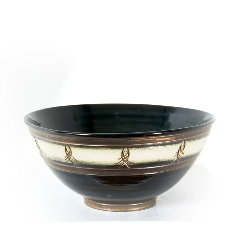 TRÈS GRAND BOL GRAVÉ ONYX ET BRONZE Michelle Lemire