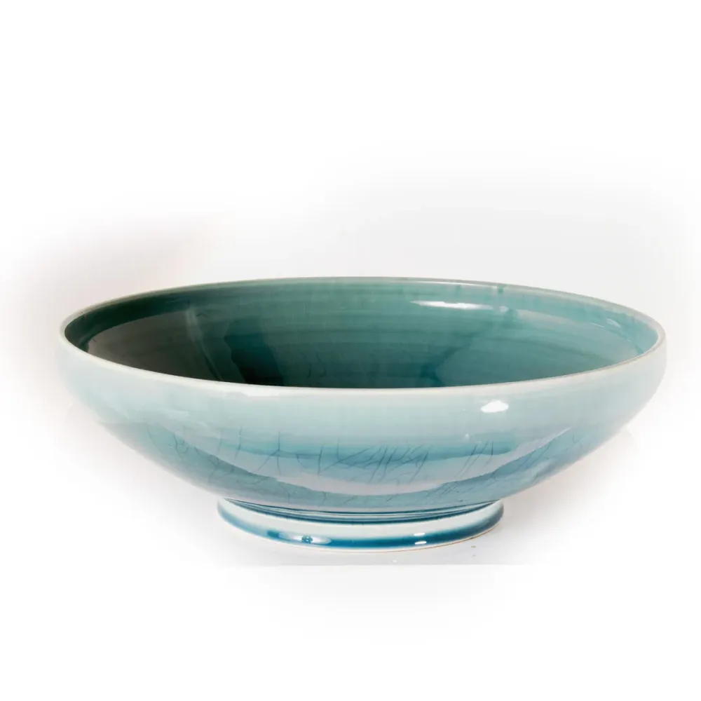 TRÈS GRAND BOL TURQUOISE CRAQUELÉ Michelle Lemire