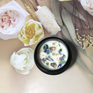 Bougie "Après la Pluie " Vétiver, Patchouli, Citron, Menthe verte & Fleurs de Cerisier, Aventurine verte Atelier Oracle