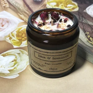 Bougie "Désir et Sensualité" Ylang-ylang, Musc et Gingembre, cristal de Grenat Atelier Oracle