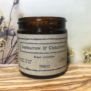 Bougie "Inspiration et Créativité" - Lavande, Bois de Hô et Citron, Citrine - Petit Format Atelier Oracle
