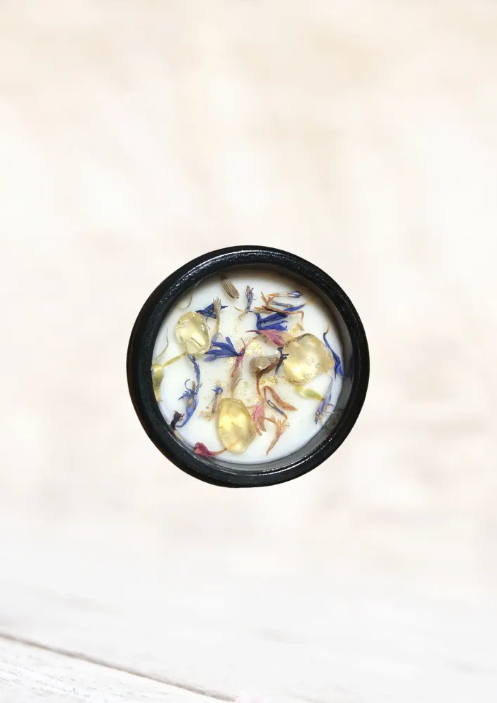 Bougie "Inspiration et Créativité" - Lavande, Bois de Hô et Citron, Citrine - Moyen Format Atelier Oracle