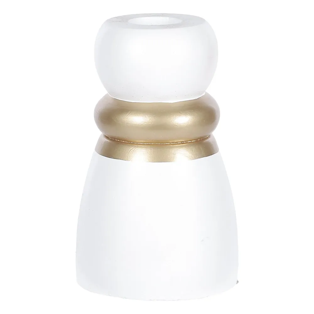 Bougeoir avec bague dorée - Blanc Stokomani
