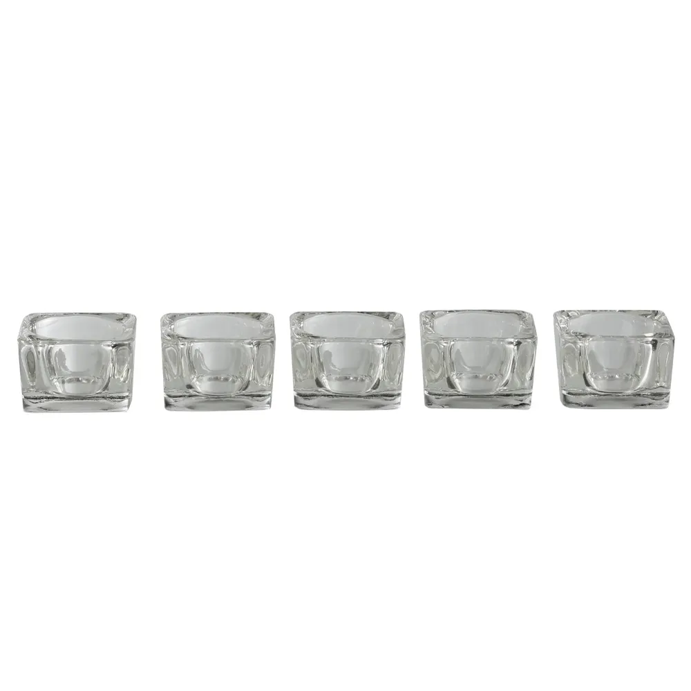 5 bougeoirs en verre transparents Stokomani