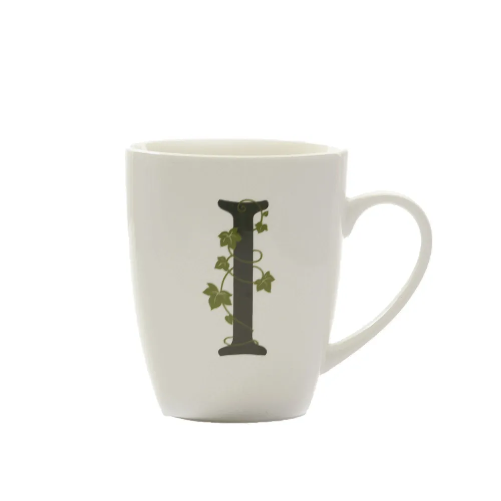PORCELAINE BLANCHE Mug initiale I noir ATUPERTU tasse à lait blanc 380 cc LA PORCELLANA BIANCA