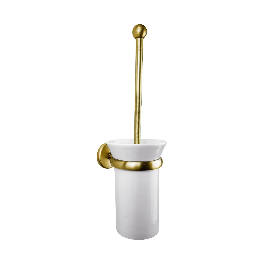 Porte-Balai WC Art Déco en Laiton et Céramique Blanche Adele Ghidini 1849