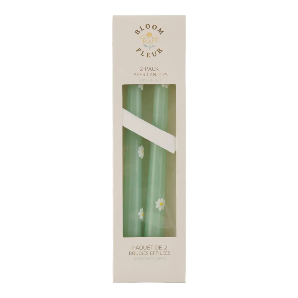 Chandelles fuselées à motif de marguerites, vert, 10 po, emb. de 2 Giant Tiger