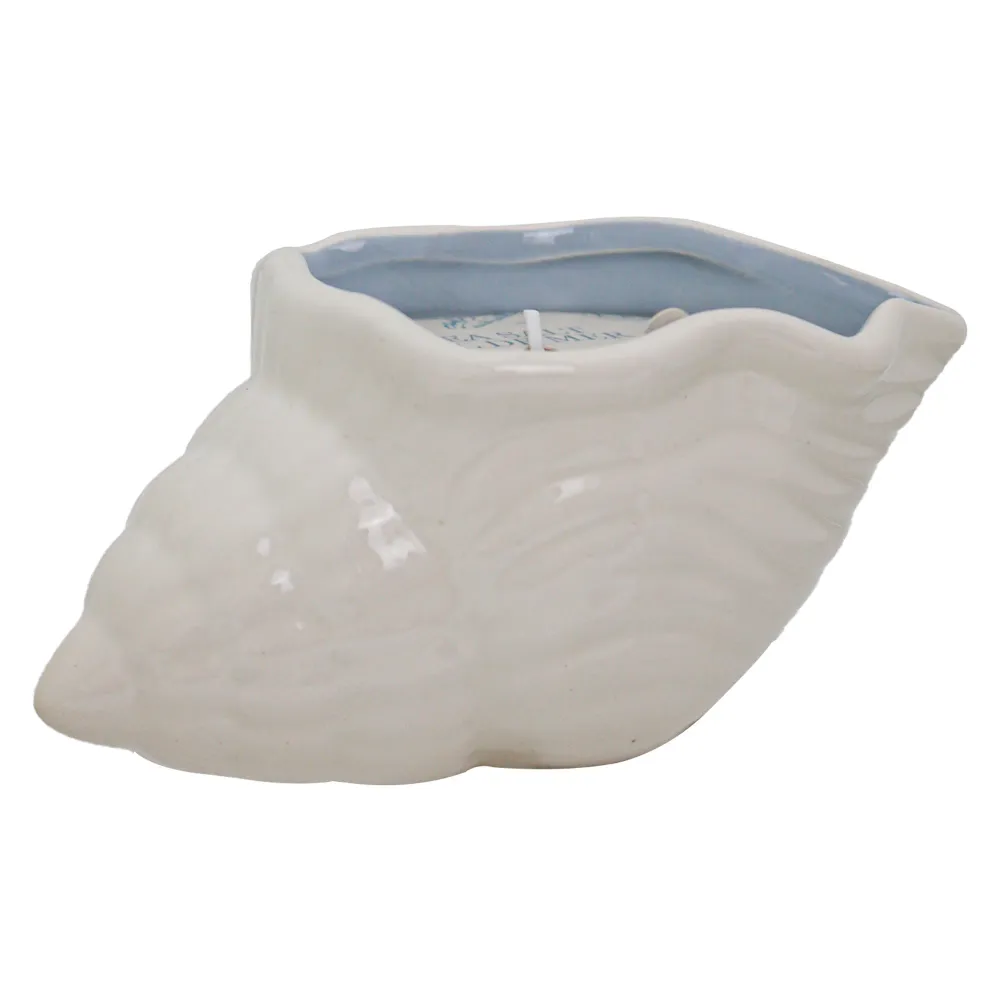Bougie avec coquillage en céramique HomeStyles, sel de mer, 6 oz