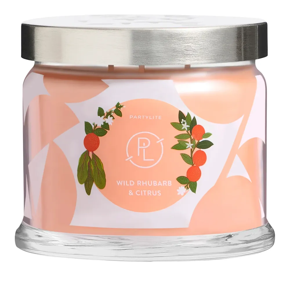 Pot à bougie 3 mèches Wild Rhubarb & Citrus PartyLite CA