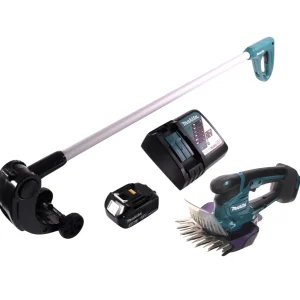 Cisaille à gazon sans fil Makita DUM 604 RF1 18 V + rallonge de poignée avec rouleau + 1 batterie 3,0 Ah + chargeur