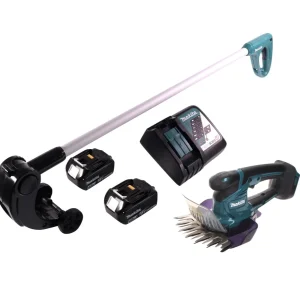Cisaille à gazon sans fil Makita DUM 604 RM 18 V + rallonge de poignée avec rouleau + 2 batteries 4,0 Ah + chargeur