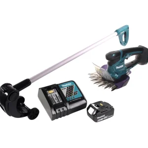 Cisaille à gazon sans fil Makita DUM 604 RG1 18 V + rallonge de poignée avec rouleau + 1 batterie 6,0 Ah + chargeur
