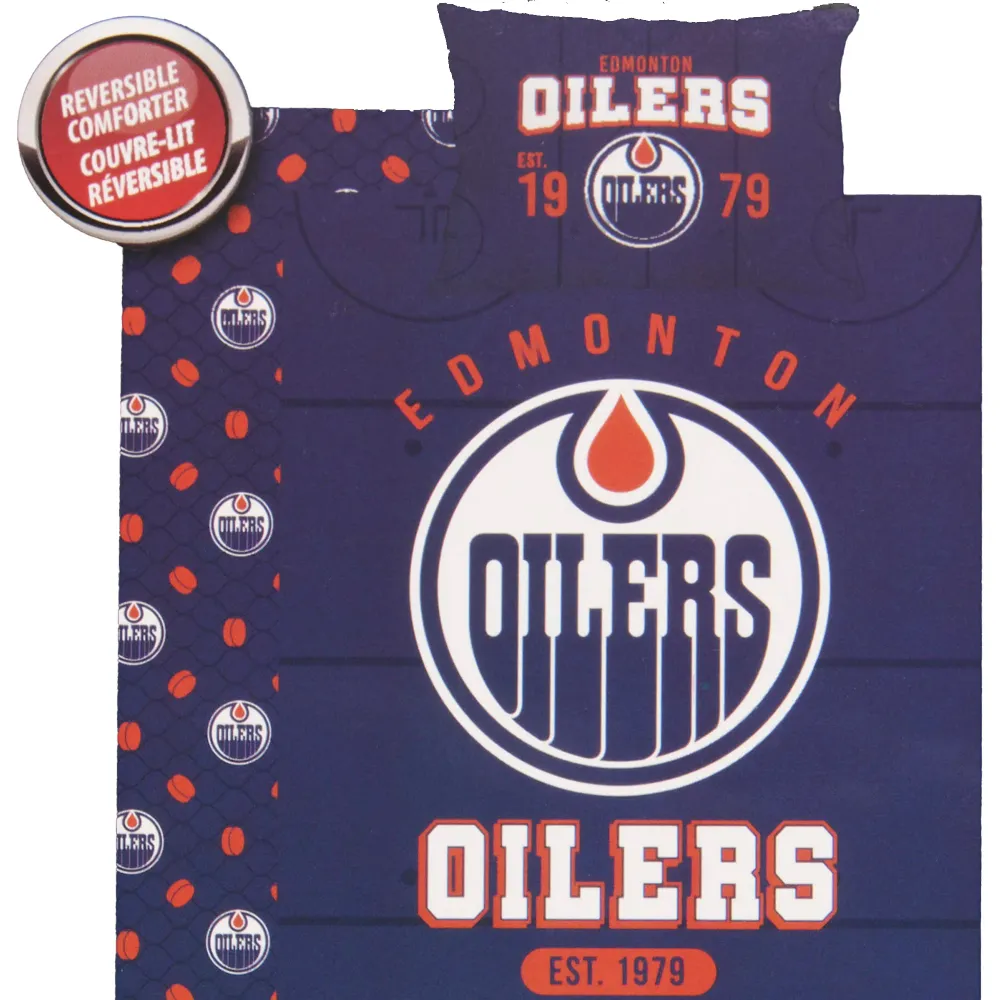 Ensemble de douillette de la LNH, Oilers d’Edmonton, lit une place, 2 pièces NHL