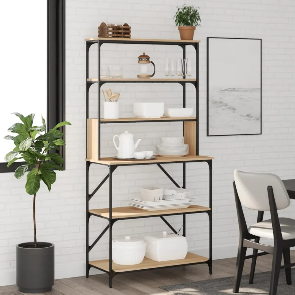 Bäckerständer 6-lagig 90x40x180 cm, Holzwerkstofffarbe