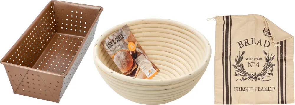 Birkmann Set de cuisson à pain / Moule à pain - Panier de fermentation - Sac à pain - Laib & Seele 3 pièces