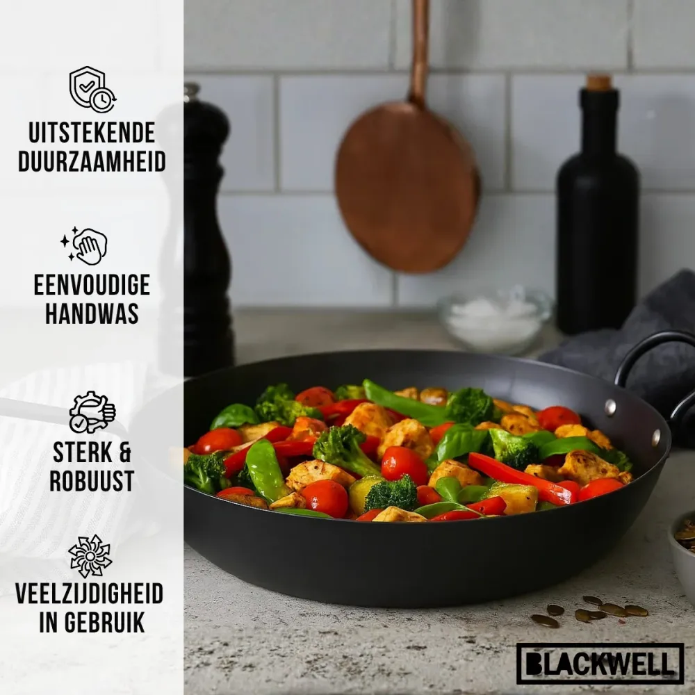 Blackwell Koekenpan met handvat Carbone Staal ø 32 cm - zonder anti-aanbaklaag