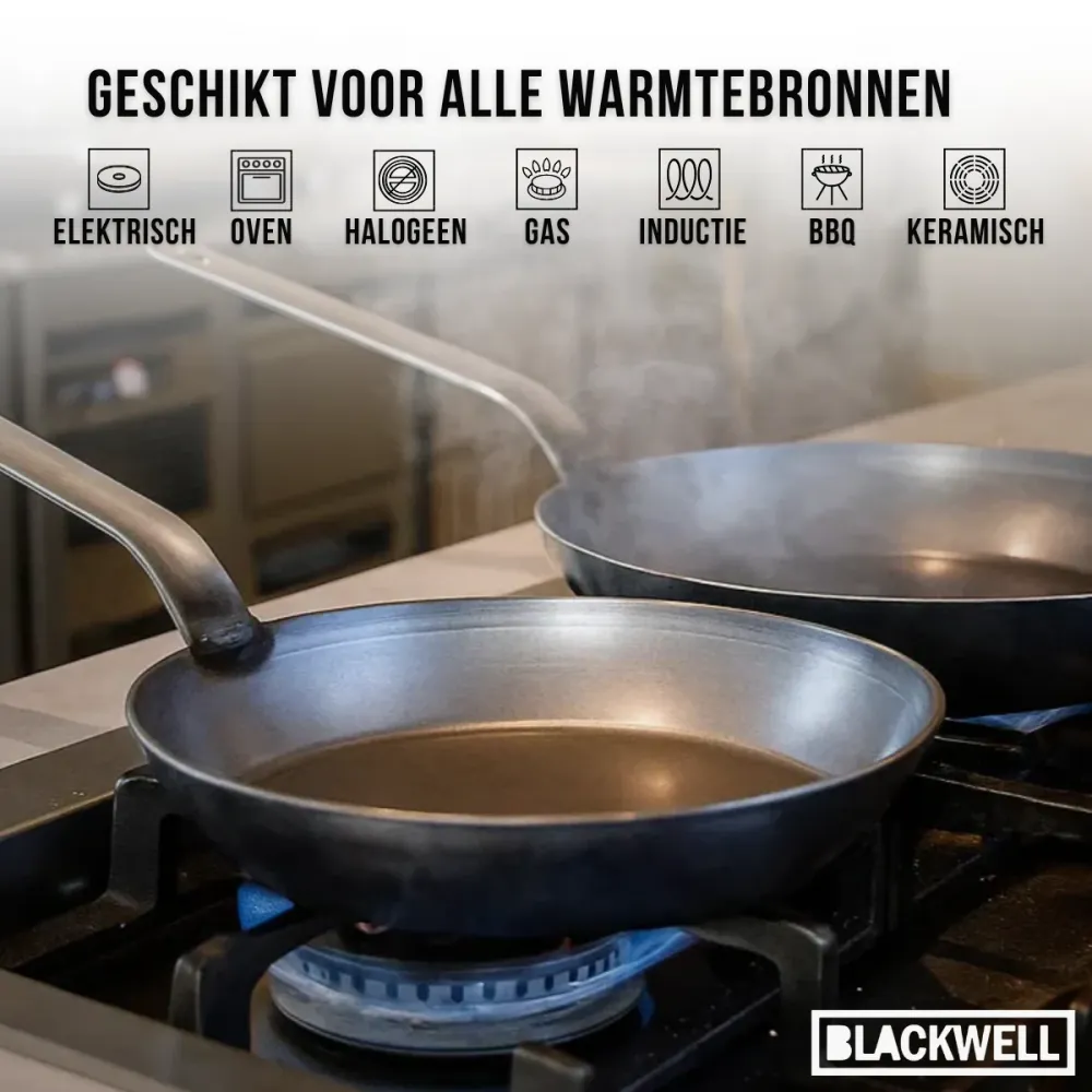 Blackwell Koekenpan met handvat Carbone Staal ø 32 cm - zonder anti-aanbaklaag