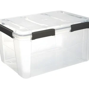 Boîte de rangement en polypropylène translucide 50L fermeture à clip