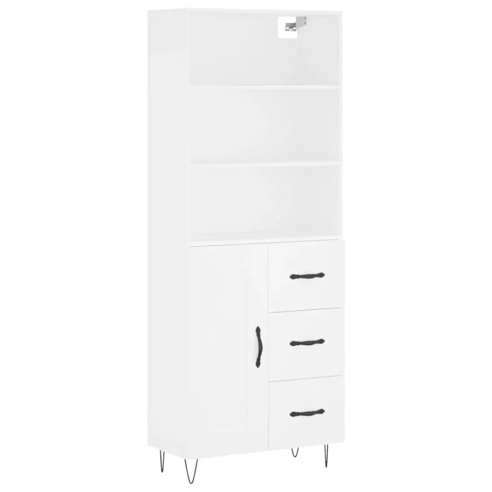 Buffet bahut commode armoire meuble de rangement organisateur cuisine salle de séjour salon haut 69,5 x 34 x 180 cm bois d...