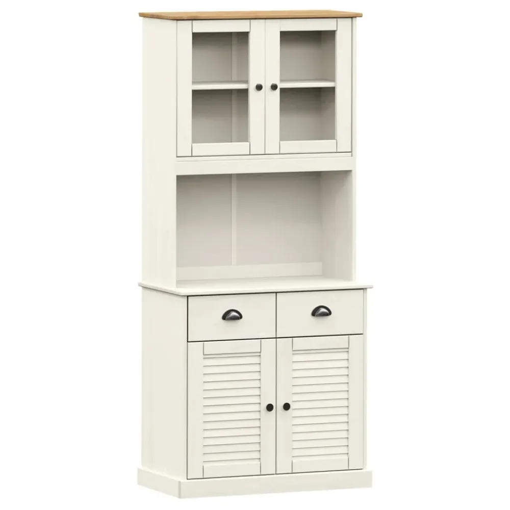 Buffet bahut commode armoire meuble de rangement organisateur cuisine salle de séjour salon haut 78 x 40 x 175 cm bois mas...