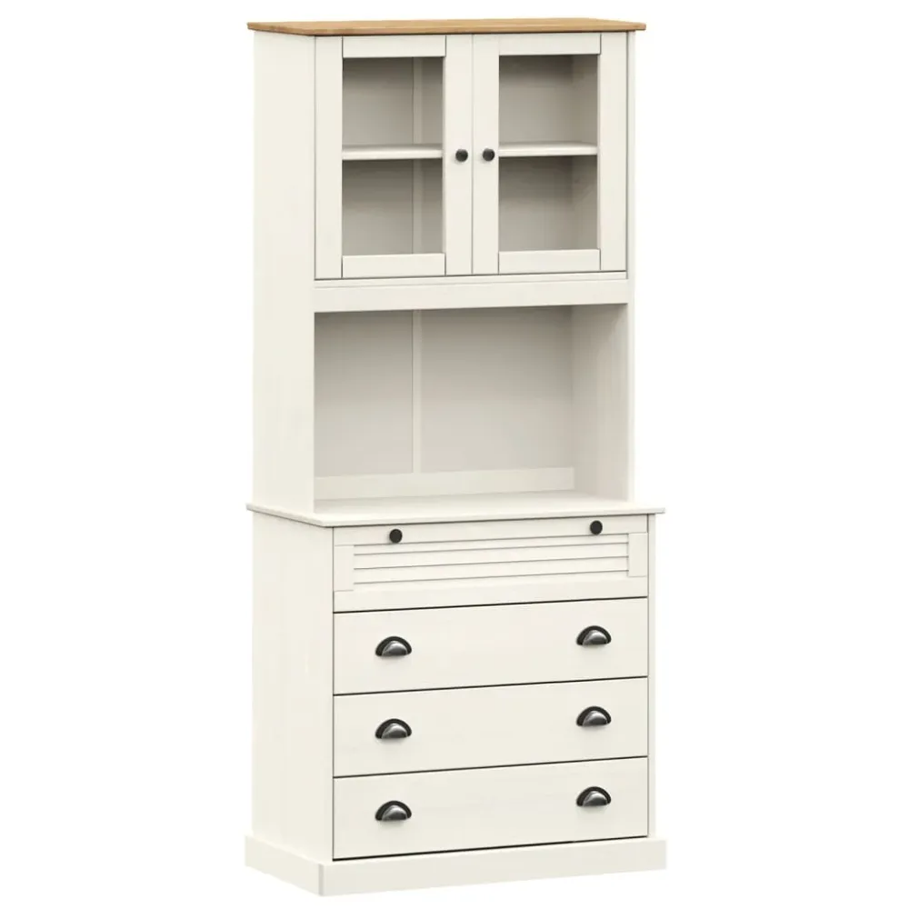 Buffet bahut commode armoire meuble de rangement organisateur cuisine salle de séjour salon haut 80 x 40 x 176 cm bois mas...