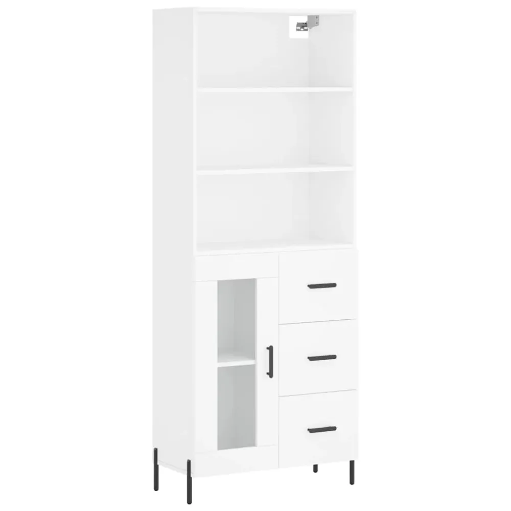 Buffet bahut commode armoire meuble de rangement organisateur cuisine salle de séjour salon haut 69,5 x 34 x 180 cm bois d...