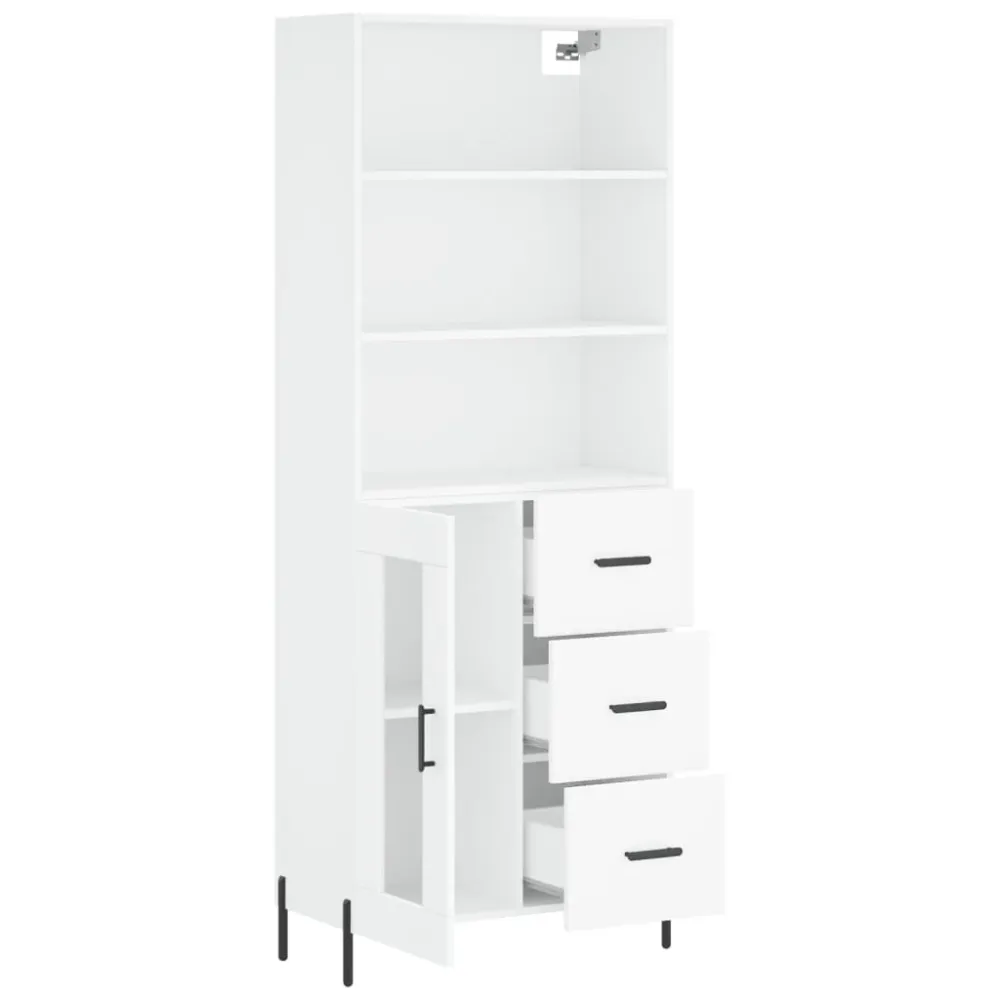 Buffet bahut commode armoire meuble de rangement organisateur cuisine salle de séjour salon haut 69,5 x 34 x 180 cm bois d...
